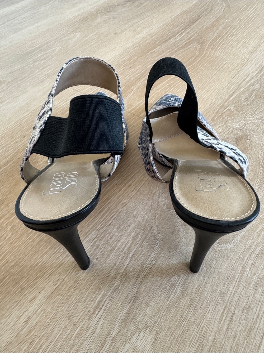 Franco Sarto Navy Snake-Print Pointed Slingback Heels - Picture 4 of 5